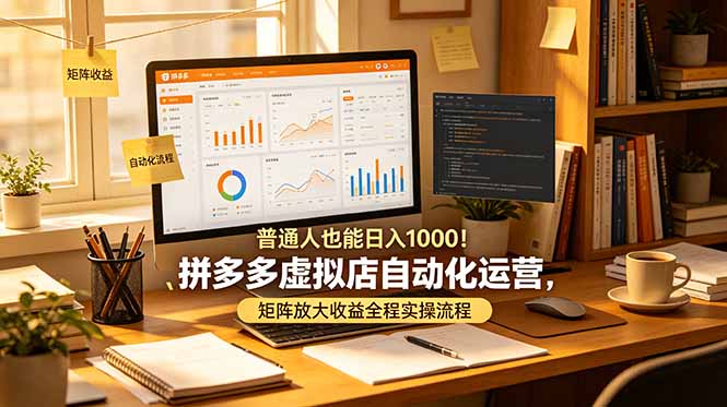 普通人也能日入 1000！拼多多虚拟店自动化运营，矩阵放大收益全程实操流程-极客网创