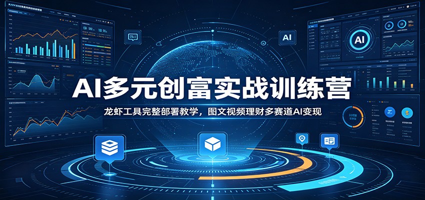 AI多元创富实战训练营：龙虾工具完整部署教学，图文视频理财多赛道AI变现-极客网创