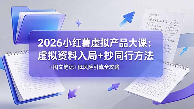 2026小红薯虚拟产品大课：虚拟资料入局+抄同行方法+图文笔记+低风险引流全攻略-极客网创