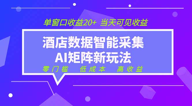 2026酒店数据采集ai智能矩阵新风口  低成本   高收益   当天见收益   单窗口20+-极客网创