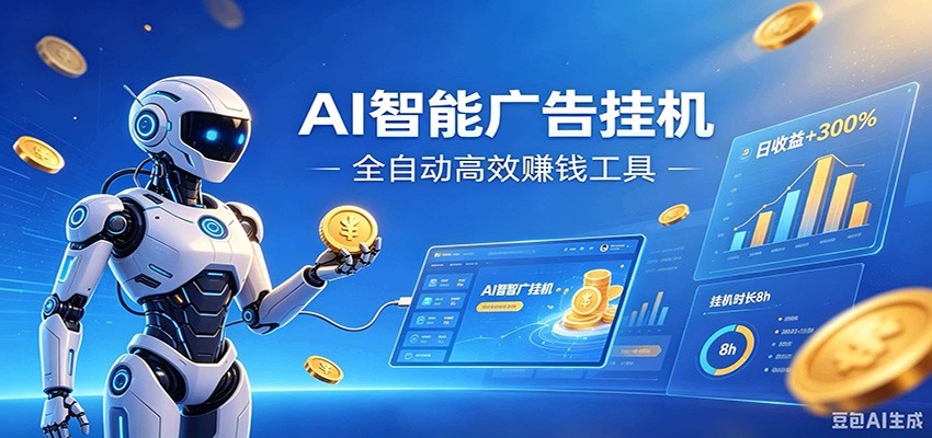 AI智能广告挂机，小白轻松上手，在家自动赚收益-极客网创