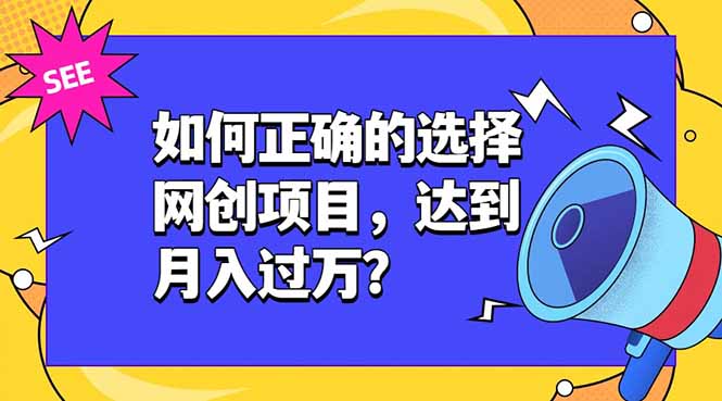 如何正确的选择网创项目，达到月入过万？，本课程教你正确选择项目。-极客网创