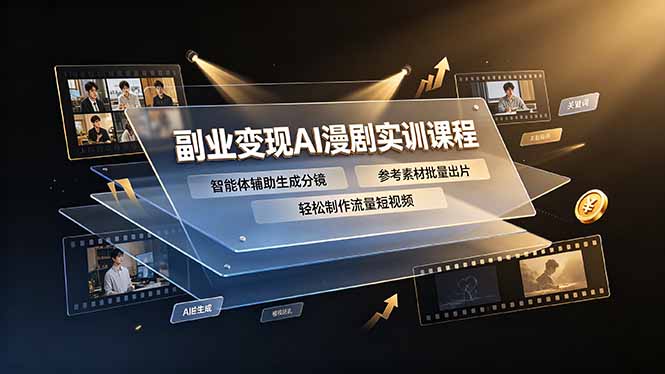 副业变现AI漫剧实训课程，智能体辅助生成分镜，参考素材批量出片，轻松制作流量短视频-极客网创