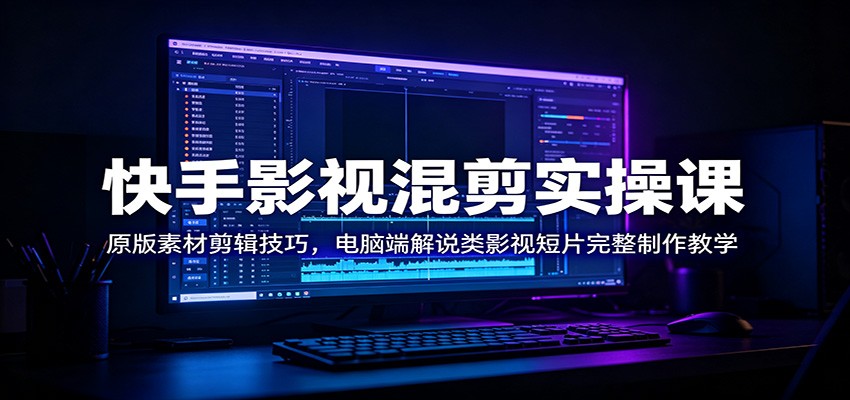 快手影视混剪实操课:原版素材剪辑技巧,电脑端解说类影视短片完整制作教学-极客网创