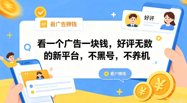 看一个广告一块钱，好评无数的新平台，不黑号，不养机【揭秘】-极客网创