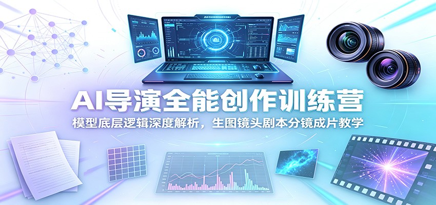 AI导演全能创作训练营：模型底层逻辑深度解析，生图镜头剧本分镜成片教学-极客网创