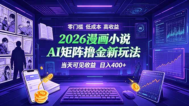 爆款小说漫画大阅读 ai矩阵操作 当天可见收益 日入400+ 零门槛 高收益-极客网创