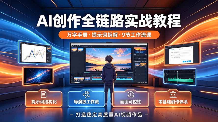 AI创作全链路实战教程｜万字手册·提示词拆解·9节工作流课，打造稳定高质量AI视频作品-极客网创