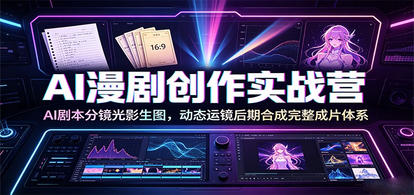 AI漫剧创作实战营：AI剧本分镜光影生图，动态运镜后期合成完整成片体系-极客网创