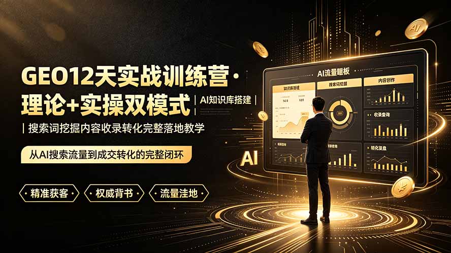 GEO12天实战训练营·理论+实操双模式|AI知识库搭建|搜索词挖掘内容收录转化完整落地教学-极客网创