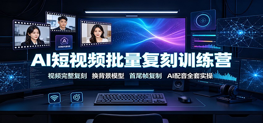 AI短视频批量复刻训练营:视频完整复刻,换背景模型、首尾帧复制、AI配音全套实操-极客网创