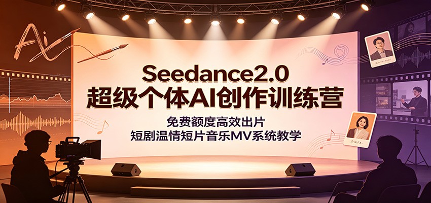 Seedance2.0超级个体AI创作训练营:免费额度高效出片,短剧温情短片音乐MV系统教学-极客网创