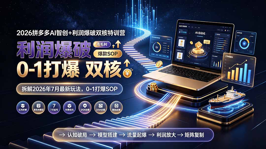 2026拼多多AI智创+利润爆破双核特训营-拆解2026年7月最新玩法,0-1打爆SOP-极客网创