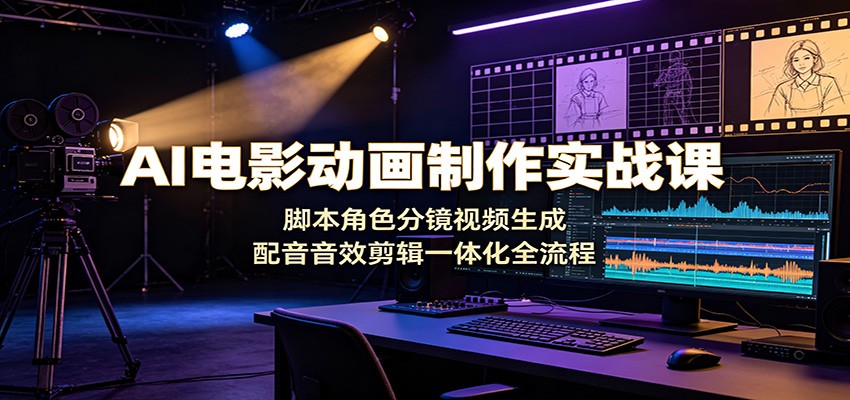 AI电影动画制作实战课:脚本角色分镜视频生成,配音音效剪辑一体化全流程-极客网创