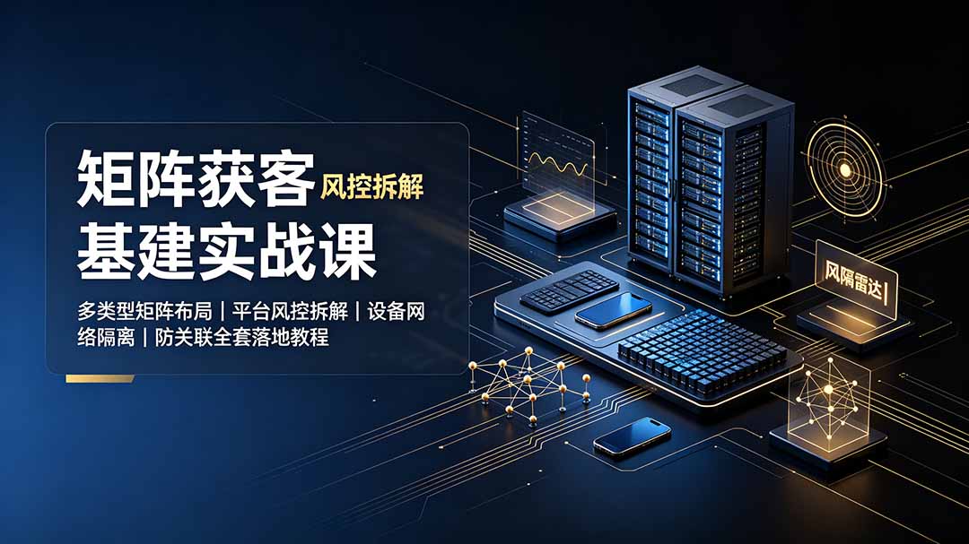 矩阵获客基建实战课:多类型矩阵布局|平台风控拆解|设备网络隔离|防关联全套落地教程-极客网创
