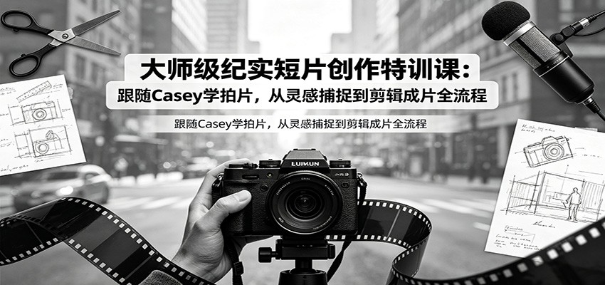 大师级纪实短片创作特训课:跟随Casey学拍片,从灵感捕捉到剪辑成片全流程-极客网创