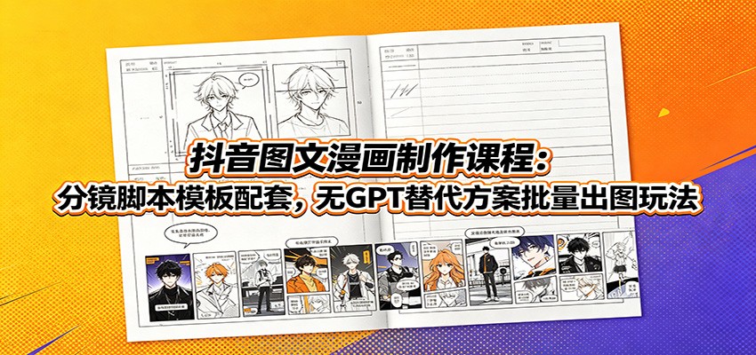 抖音图文漫画制作课程:分镜脚本模板配套,无GPT替代方案批量出图玩法-极客网创
