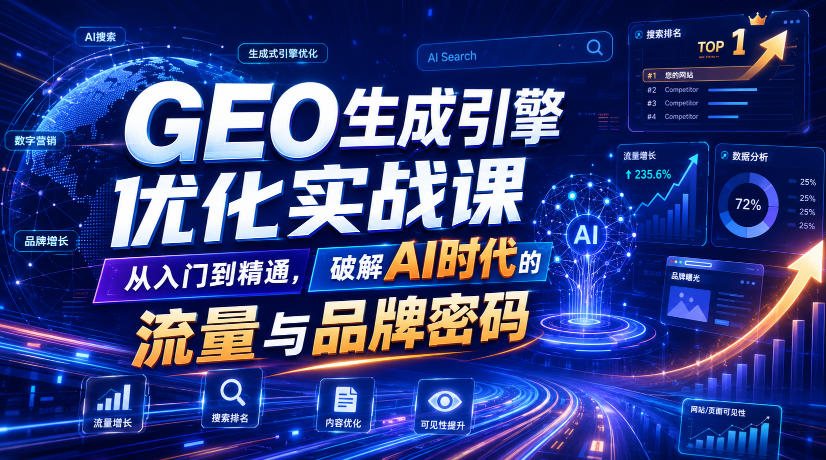 GEO生成引擎优化实战课，从入门到精通，破解AI时代的流量与品牌密码-极客网创