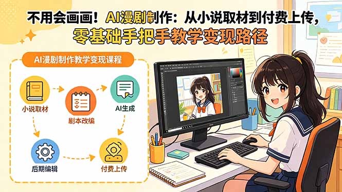 不用会画画！AI漫剧制作：从小说取材到付费上传，零基础手把手教学变现路径(更新-极客网创