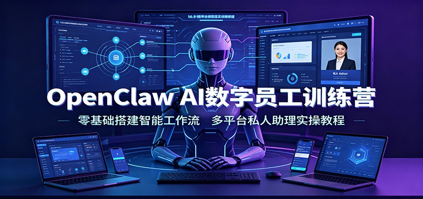 OpenClaw AI数字员工训练营：零基础搭建智能工作流，多平台私人助理实操教程-极客网创