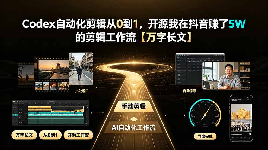 Codex自动化剪辑从0到1，开源我在抖音赚了5W 的剪辑工作流【万字长文】-极客网创
