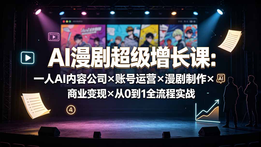 AI漫剧超级增长课:一人AI内容公司×账号运营×漫剧制作×商业变现×从0到1全流程实战-极客网创