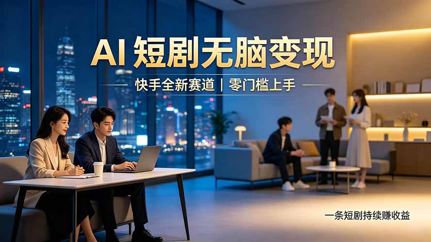 别乱找副业了，快手 AI 短剧零门槛长久被动增收-极客网创
