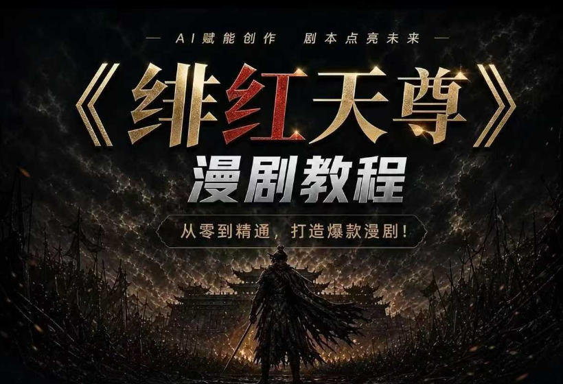 绯红天尊AI漫剧系统教程｜从零入门到精通，工具运用+剧本创作+爆款逻辑+提示词素材+镜头剪辑，全套爆款漫剧落地实战课-极客网创