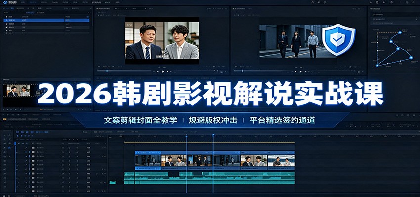 2026韩剧影视解说实战课：文案剪辑封面全教学，规避版权冲击平台精选签约通道-极客网创
