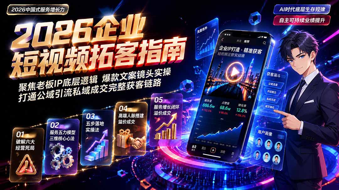2026AI时代服务增长力实战课-无水印｜五力模型三维心法教学，破解门店客源流失低价内卷实现长效业绩增长-极客网创
