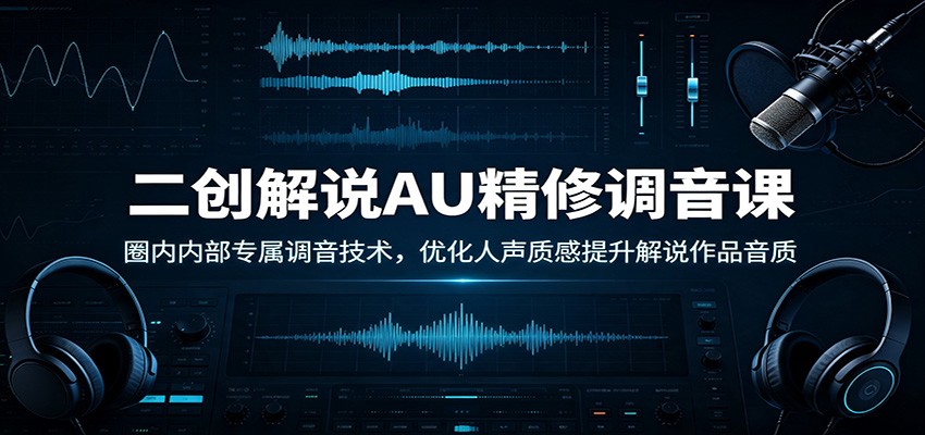 二创解说AU精修调音课：圈内内部专属调音技术，优化人声质感提升解说作品音质-极客网创