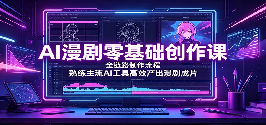 AI漫剧零基础创作课：全链路制作流程，熟练主流AI工具高效产出漫剧成片-极客网创