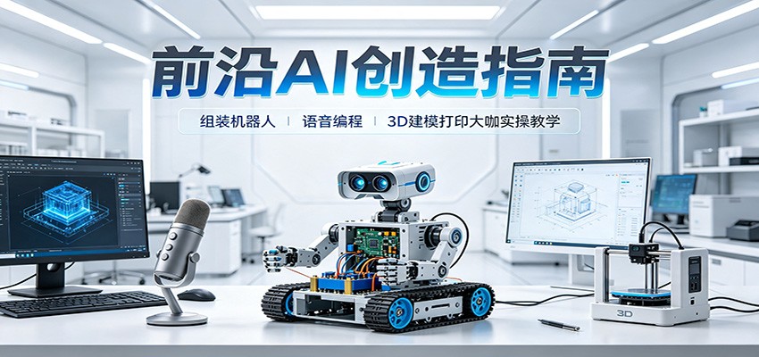 前沿AI创造指南:组装机器人、语音编程、3D建模打印大咖实操教学-极客网创