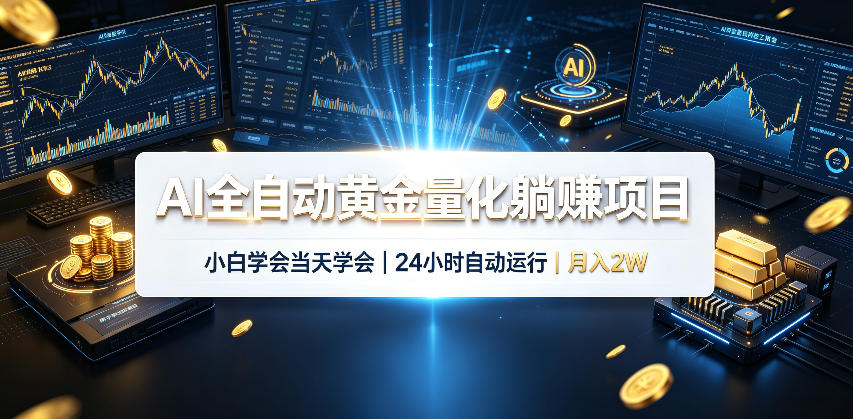 AI全自动黄金量化躺賺项目，24小时自动运行，月入2W！-极客网创