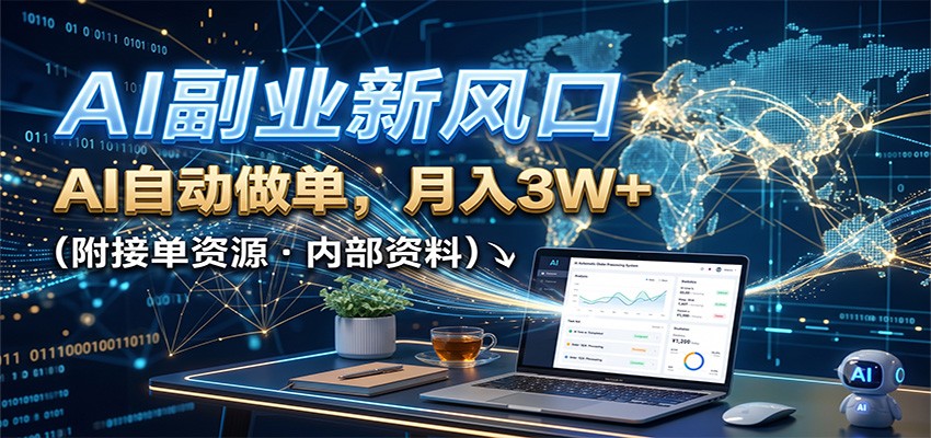 AI副业新风口，AI自动做单，月入3W+，附接单资源-极客网创