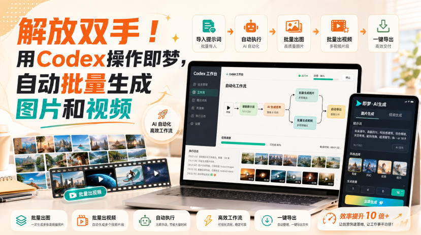 解放双手!用Codex操作即梦,自动批量生成图片和视频-极客网创