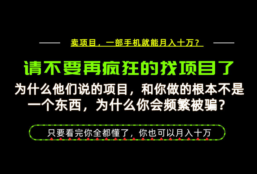 为什么做项目的人大多都是炮灰?为什么只有卖项目才能稳?看完你也可以月入10W+【揭秘】-极客网创
