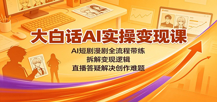 大白话AI实操变现课:AI短剧漫剧全流程带练,拆解变现逻辑,直播答疑解决创作难题-极客网创