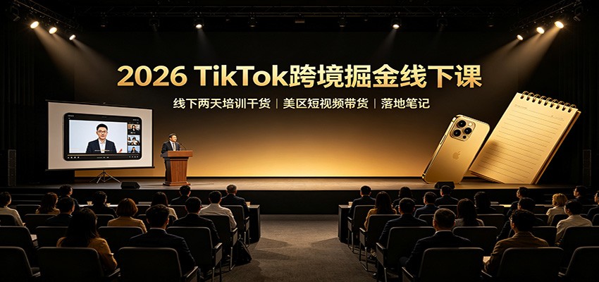 2026 TikTok跨境掘金线下课:线下两天培训干货,美区短视频带货落地笔记-极客网创