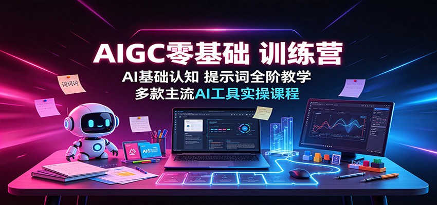 AIGC零基础训练营：AI基础认知，提示词全阶教学，多款主流AI工具实操课程-极客网创