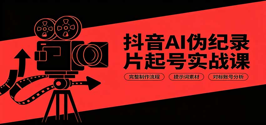 抖音AI伪纪录片起号实战课:完整制作流程,提示词素材,对标账号分析-极客网创