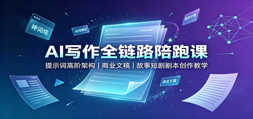 AI写作全链路陪跑课：提示词高阶架构，商业文稿，故事短剧剧本创作教学-极客网创