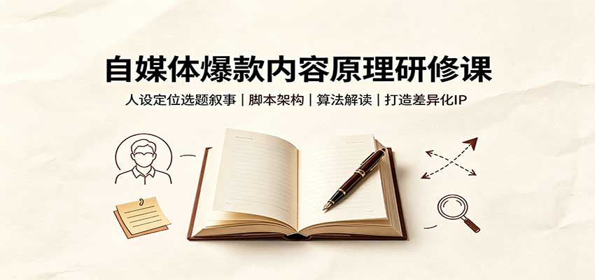 自媒体爆款内容原理研修课：人设定位选题叙事，脚本架构，算法解读打造差异化IP-极客网创