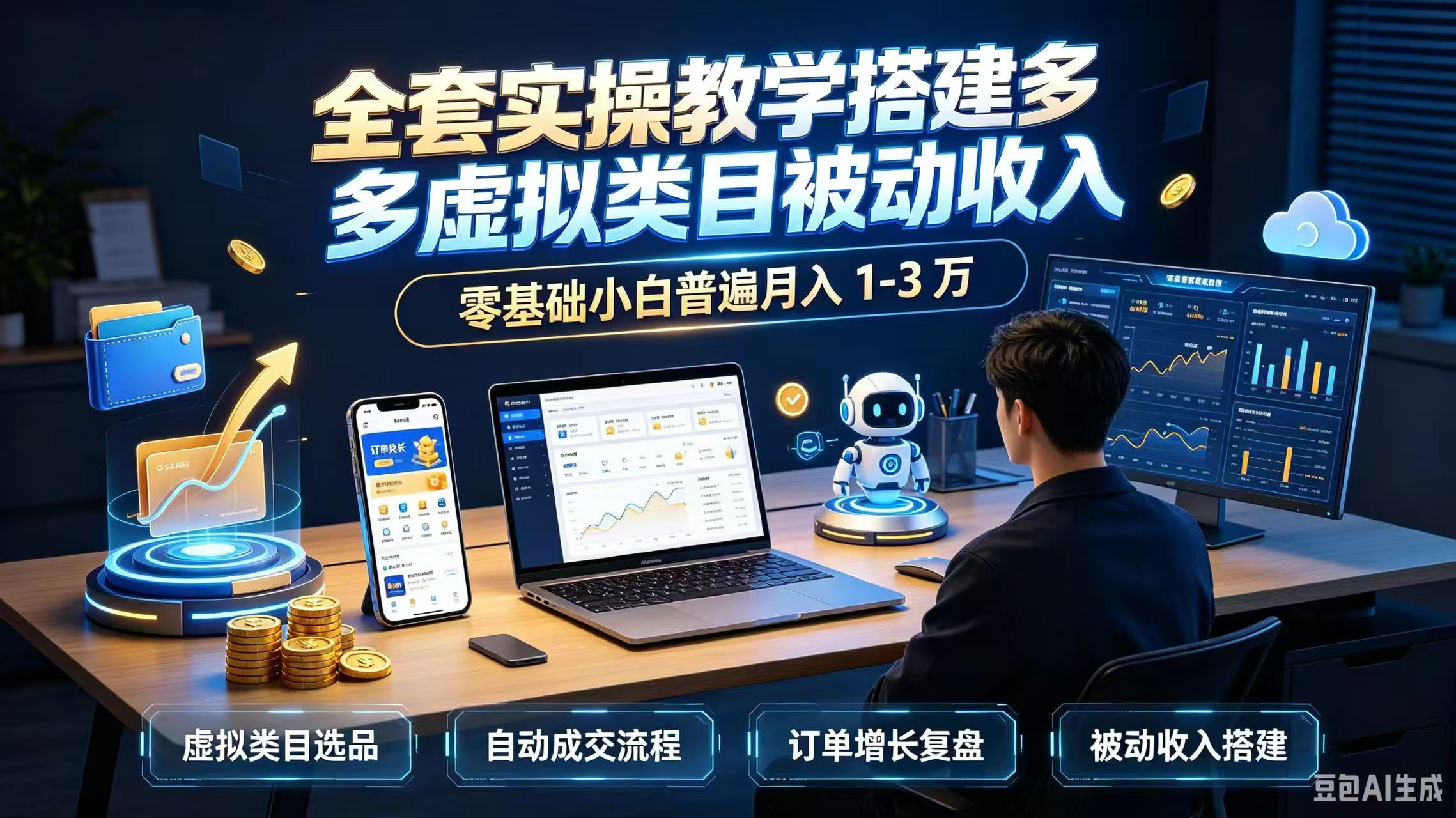 全套实操教学搭建多多虚拟类目被动收入,零基础小白普遍月入 1-3 万-极客网创