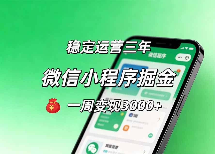 月收益稳定1W+的微信小程序，前期积累客户，后期躺平养老，小白轻松上手-极客网创