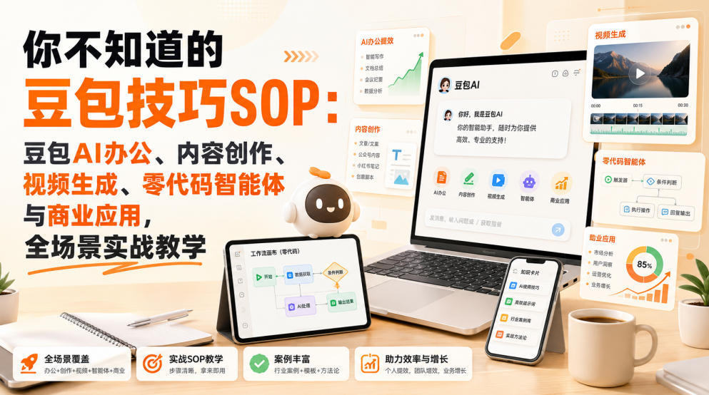 你不知道的豆包技巧SOP：豆包AI办公、内容创作、视频生成、零代码智能体与商业应用，全场景实战教学-极客网创
