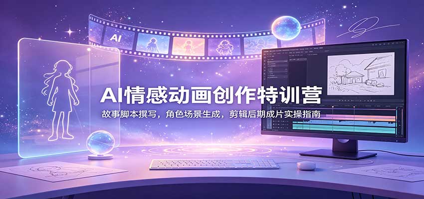 AI情感动画创作特训营:故事脚本撰写,角色场景生成,剪辑后期成片实操指南-极客网创