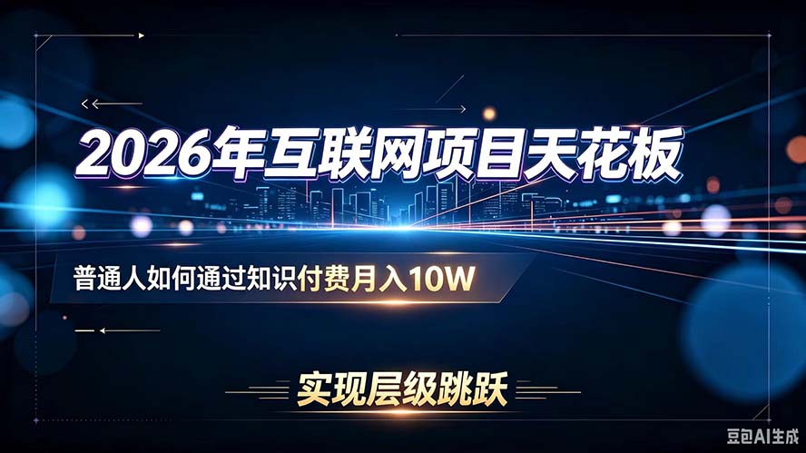 2026年互联网项目天花板：普通人如何通过知识付费月入10W，实现层级跳跃-极客网创