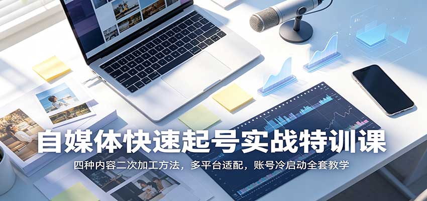自媒体快速起号实战特训课:四种内容二次加工方法,多平台适配,账号冷启动全套教学-极客网创