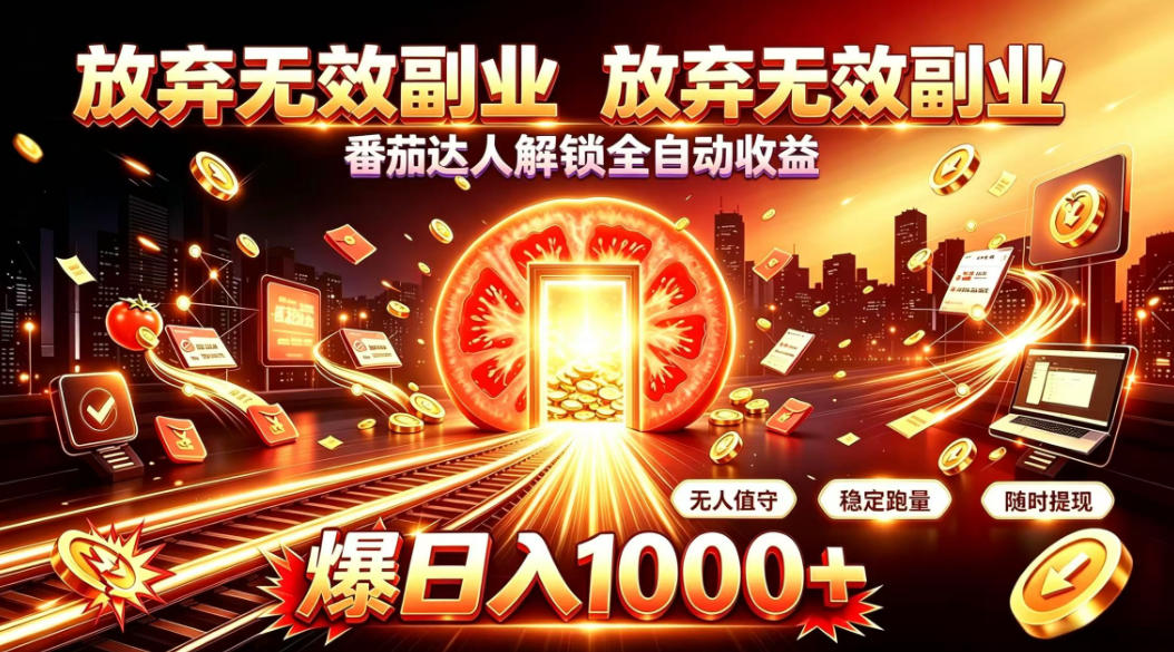 放弃无效副业，番茄达人解锁全自动收益，日入1k+，门槛最低的线上轻资产项目【揭秘】-极客网创